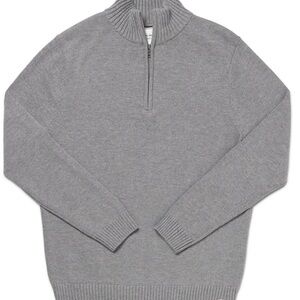 NWT Ocean + Coast Textured Half-Zip Ribbed Mock Neck Pullover Sweater Graphite